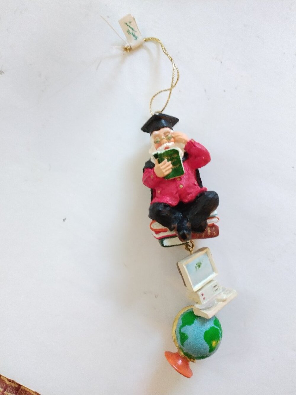 Vintage Xmas Ornament Santa, Computer, Globe
